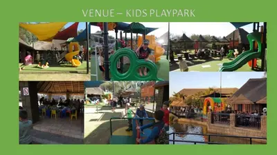 a collage of photos of a park with a playground at Bushmans Rock in Pretoria