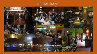 a collage of photos of a restaurant at Bushmans Rock in Pretoria