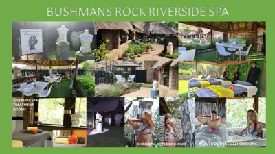 a collage of photos of a house with a spa at Bushmans Rock in Pretoria