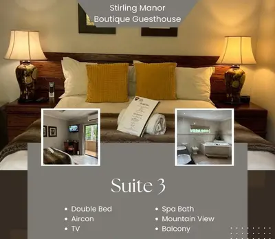 a collage of pictures of a bedroom with a bed at Stirling Manor Boutique Guest House in Hartbeespoort