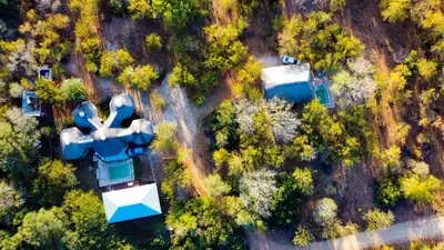 an overhead view of a house in a forest at Nanisto Bush Lodge in Marloth Park
