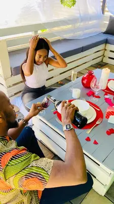 a group of people sitting at a table eating food at Ledumo Guest lodge in Witbank
