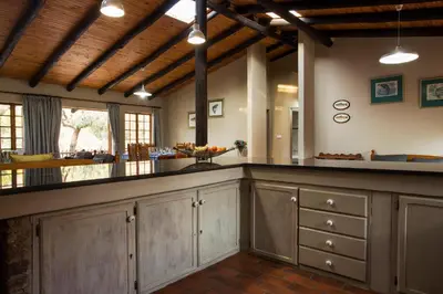 a large kitchen with a large counter top at Rivendell Trout Estate in Lydenburg