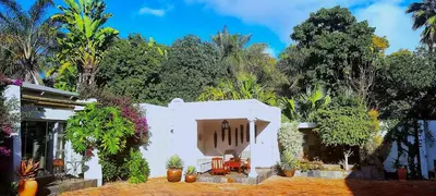 a white house with trees in the background at African Roots Guest House in Polokwane