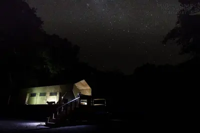 a building under a starry sky at night at Southern Sands Eco Lodge in Hoedspruit