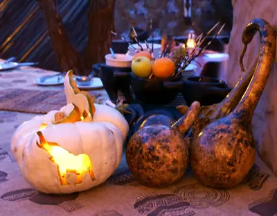 a group of pumpkins sitting on top of a table at Crocodile Kruger Safari Lodge in Marloth Park