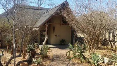 a house with trees and plants in front of it at Call of the Wild Lodge in Hoedspruit