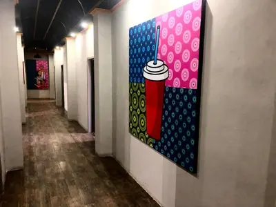 a painting of a ice cream cone on a wall at Elephant Springs in Bela-Bela