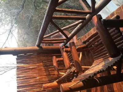 a close up of the top of a wooden structure at John and Noleen's place in Marloth Park