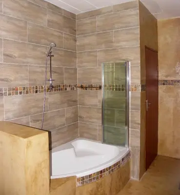 a bathroom with a bath tub and a shower at Marloth Park Hippo House in Marloth Park