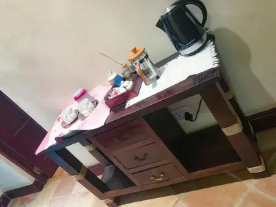 a table with a tea kettle on top of it at Spacube Luxury Suites and Spa in Pretoria