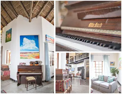 a collage of photos of a piano and a room at Utopia in Africa Guest Villa in Nelspruit