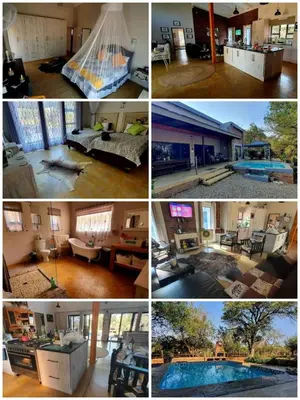 a collage of pictures of a house with a pool at Flight of the Eagle @ Kruger in Marloth Park