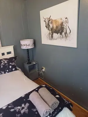 a bedroom with a bed and a picture of a bull at CenturionSleep&Go in Centurion