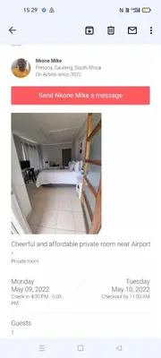 a screenshot of the home page of the rented home make a message at Stay at Home Airport Lodge in Kempton Park