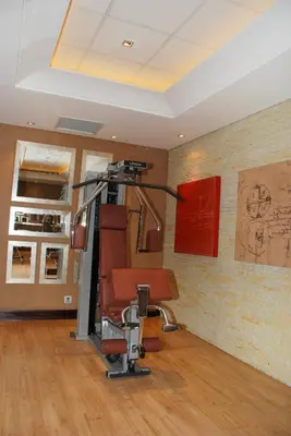 a gym with a treadmill in a room at Southern Sun OR Tambo International Airport in Kempton Park