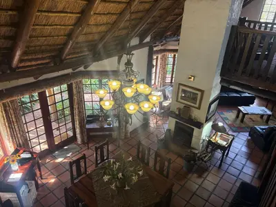 an overhead view of a living room with a chandelier at Greenwoods Self-Catering in Pretoria