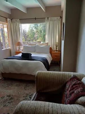 a bedroom with a large bed and a couch at Camellia Haven in Pretoria