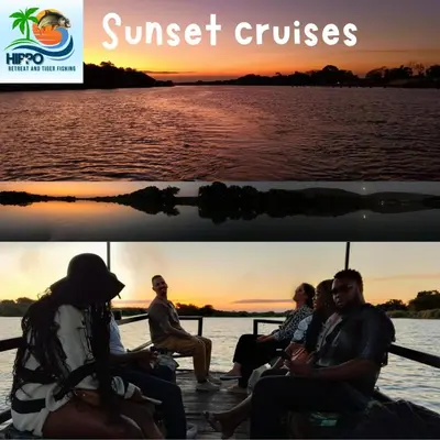 a group of people sitting on a boat on the water at Hippo Retreat & Tiger Fishing Komatipoort in Komatipoort