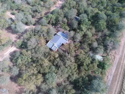 an aerial view of a house in the woods at Bellamia in Marloth Park