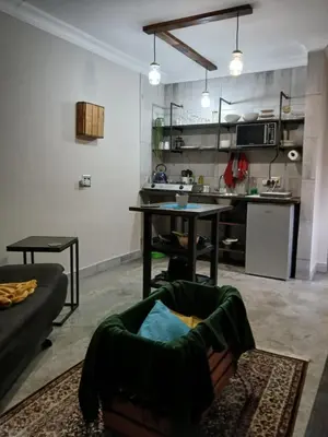 a living room with a table and a kitchen at LISANÉ ACCOMMODATION in Middelburg
