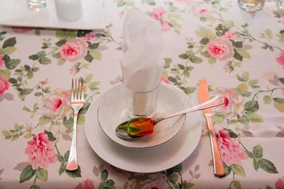 a plate of food on a table with a napkin at Rustic Butler B&B in White River
