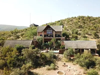 an aerial view of a house on top of a hill at Itaga View, Mabalingwe in Mabula