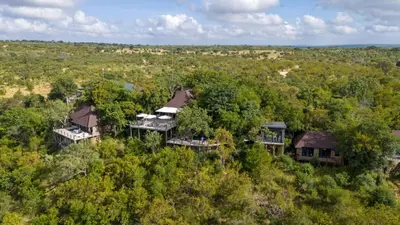 an aerial view of a house in the trees at Leopard Hills Private Game Reserve in Sabi Sand Game Reserve