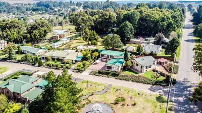 an aerial view of a residential neighborhood with houses at Cinzaco Dullstroom in Dullstroom