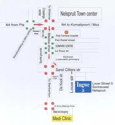 a map of the newark town center at Ingwe Guesthouse in Nelspruit