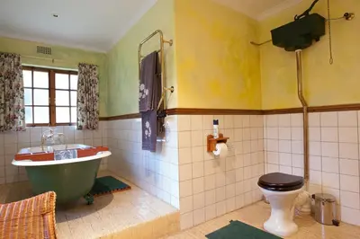 a bathroom with a tub and a toilet and a sink at Connemara Trout Lodge in Dullstroom