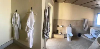 a bathroom with a toilet and a sink at Tebuah Private Lodge, Mabalingwe in Mabula