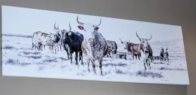 a painting of a herd of cows in a field at @Home in the East in Pretoria