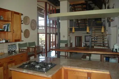 a kitchen with a stove top oven in a room at Ngong Hill, Mabalingwe in Bela-Bela