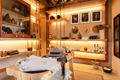 a room with a table with hats and mirrors at Thabamati Luxury Tented Camp in Timbavati Game Reserve