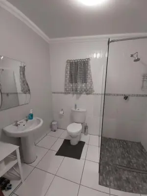 a bathroom with a toilet and a shower and a sink at Green Venus in Kaapsehoop