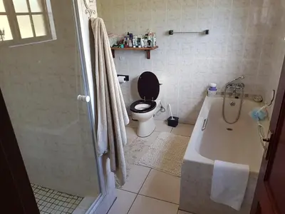 a bathroom with a toilet and a sink and a tub at Moonlight Meadows just outside Dullstoom in Dullstroom