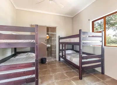 a room with two bunk beds and a window at Elements Bush Villa 216 in Moheme
