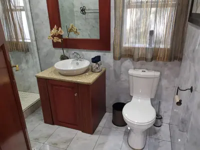 a bathroom with a toilet and a sink at Erasmus manor Guest House in Pretoria