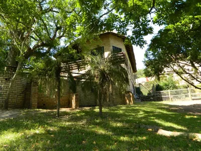 an old house with a tree in the yard at Aloe Cottage in Nelspruit