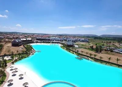 an aerial view of a large swimming pool at The Blyde Riverwalk Estate, R104 Bronkhorstspruit Road in Pretoria