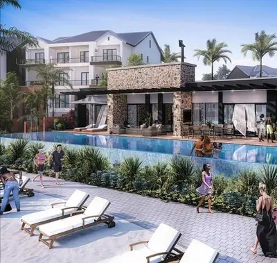 a rendering of a villa with a swimming pool at The Blyde Riverwalk estate, Crystal Lagoon in Pretoria
