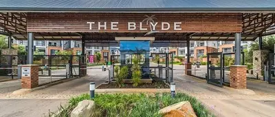 a bus stop with the buldie sign on it at The Blyde Riverwalk estate, Crystal Lagoon in Pretoria