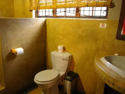 a bathroom with a toilet and a sink at Bohm's Zeederberg Country House in Hazyview