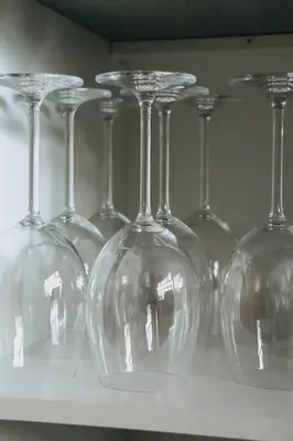 a row of wine glasses sitting on a shelf at 119 Zebula in Mabula