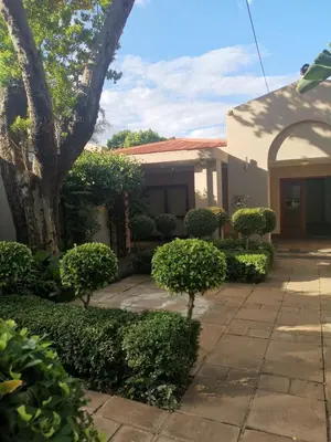 a house with a courtyard with bushes and a tree at 180 On Anderson Guest House in Pretoria