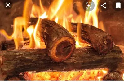 two logs are sitting on top of a fire at Zwartkloof View, Bela Bela in Bela-Bela