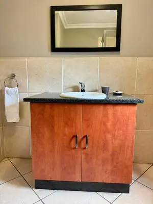 a bathroom with a sink and a mirror at Muckleneuk Guest House in Pretoria