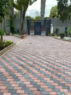 a brick driveway with a gate in a yard at Erins Haven - Polokwane in Polokwane