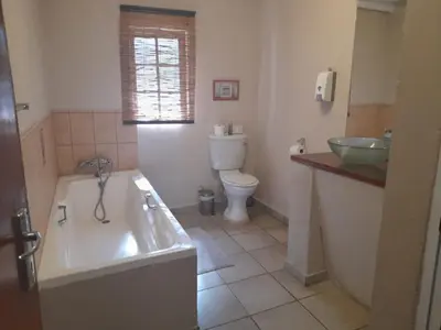 a bathroom with a tub and a toilet and a sink at Bushriver Lodge in Mica